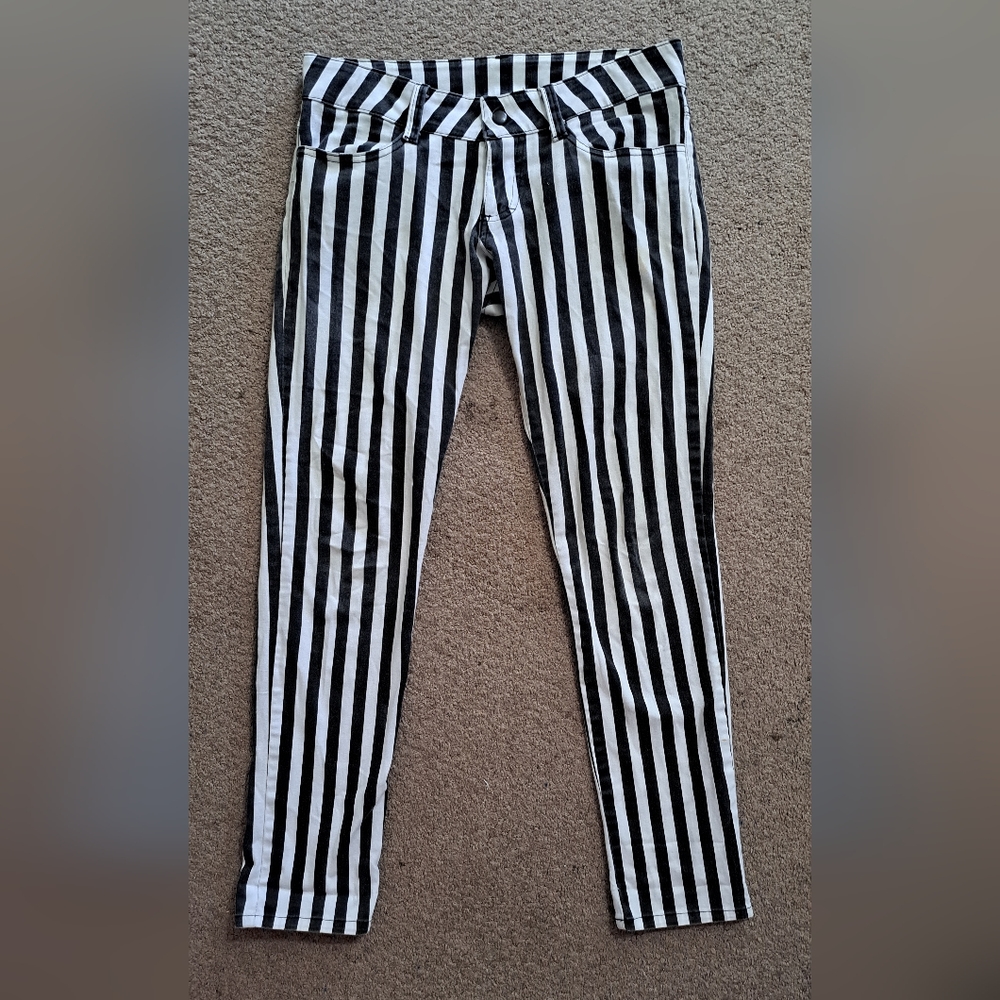 Switchblade Stiletto Peggy Pant Black/White Stripe Size 5